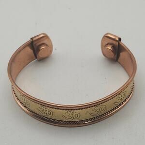 Copper Magnetic Om Bracelet Cuff 7" Yoga Meditation Adjustable Spiritual Unisex